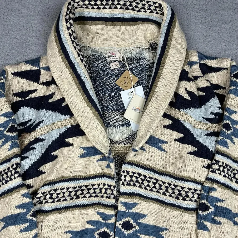 Faherty x B.Yellowtail Organic Cotton Belted Duster Cardigan Woman’s XL NWT - Picture 2 of 8